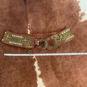 Western Studded Leather Belt with Cross Accents